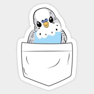 Cute Blue Budgie in Pocket for Parakeet Budgerigar Lover Sticker